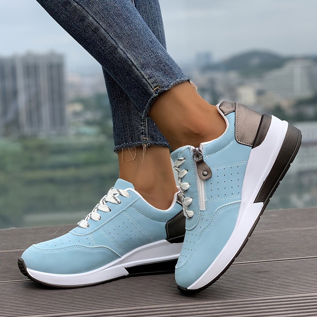Damen Komfortable Sneaker mit Reißverschluss EB