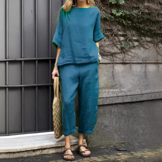 Damen lässiges Lounge-Set aus atmungsaktivem Stoff EB