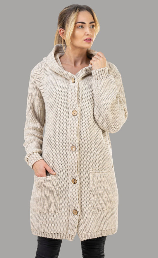 Damen Strickmantel mit hochwertigem Material und praktischen Taschen EB