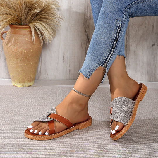 Damen Pantoletten mit modischem Riemendesign und bequemer Sohle EB