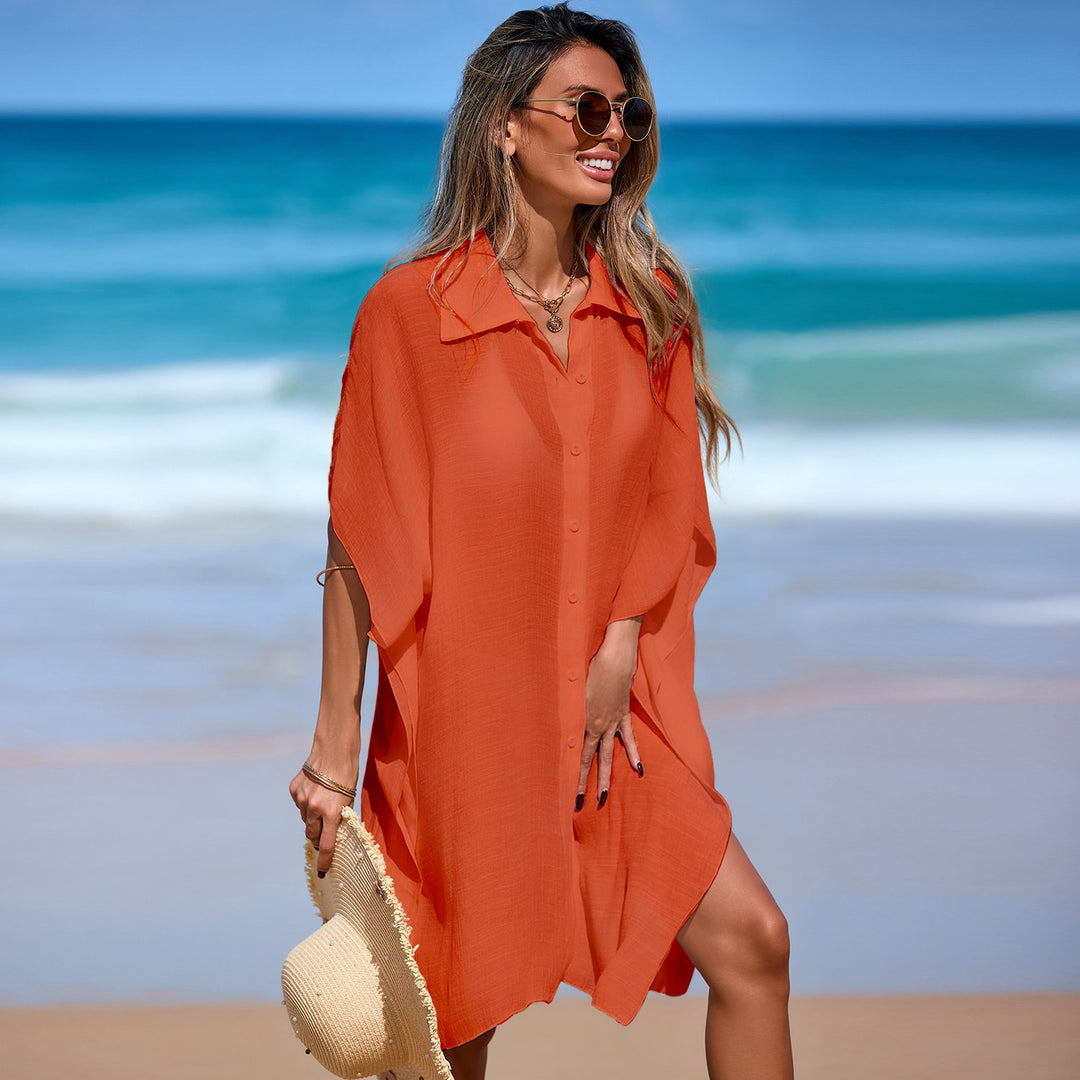 Damen luftiger Strand-Kimono mit modernen Knopfdetails EB