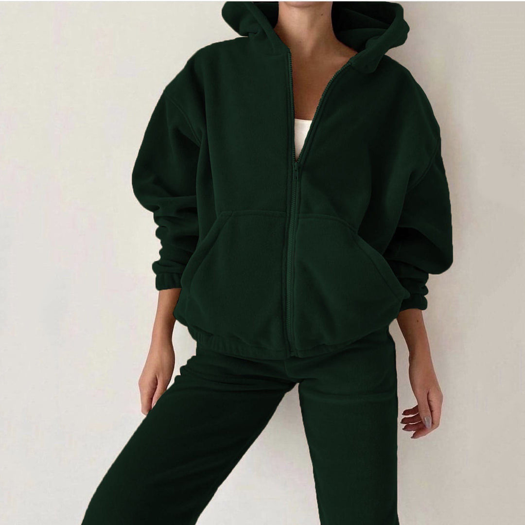 Damen oversized Hoodie mit Kängurutasche und Cargo-Jogginghose Set EB