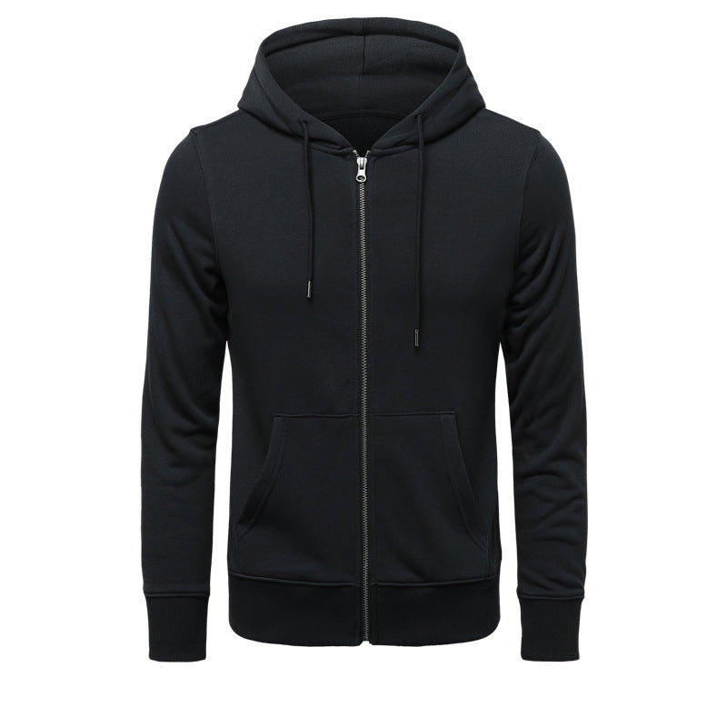 Herren nan schmal geschnittener Zip-Hoodie mit Metall-Reißverschluss, doppellagiger Kapuze und Kängurutasche EB
