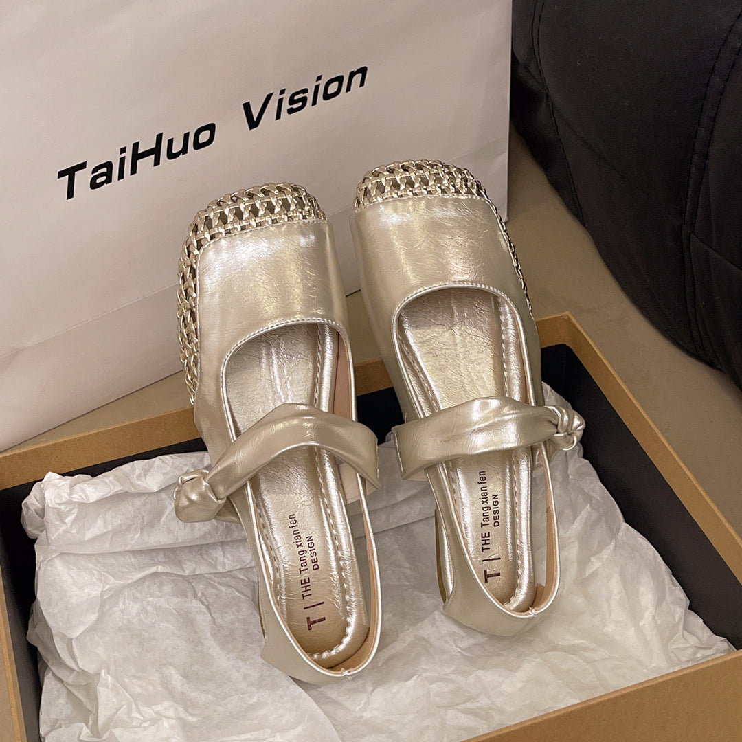 Damen Ballerinas mit modischem Riemchen und elegantem Flechtdetail EB