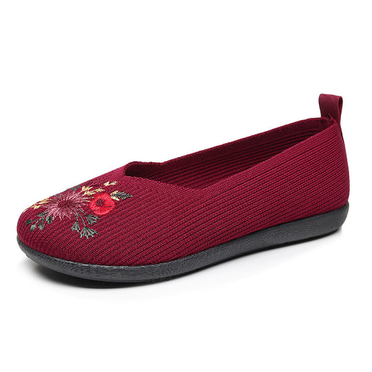Damen Ballerinas mit floraler Stickerei und flexiblem Fußbett EB