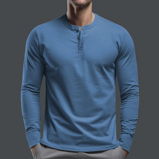 Herren nan Langarmshirt mit Knopfleiste und schmaler Passform EB