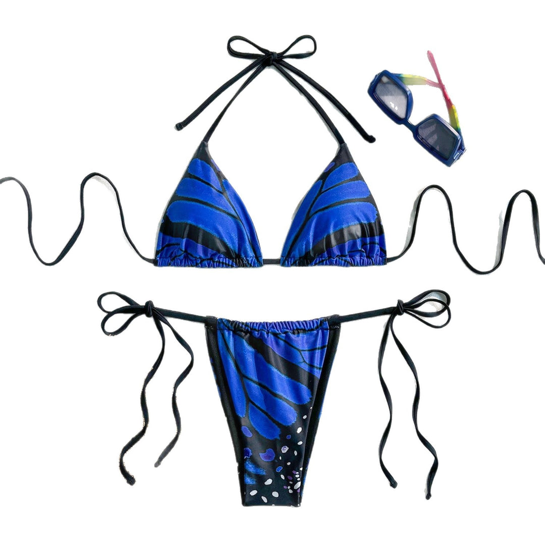 Damen Triangel-Bikini mit lebhaftem Schmetterlingsdesign EB