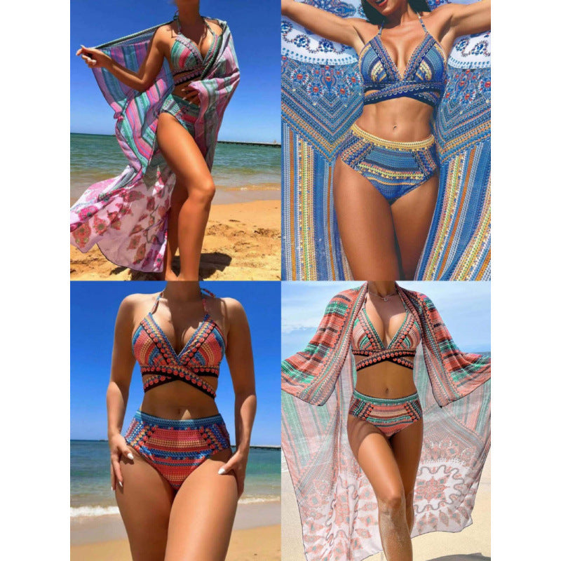 Damen Bikini-Set mit hoch geschnittenem Slip und verstellbarem Oberteil EB