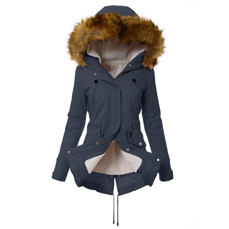 Damen Winterparka mit abnehmbaren Kunstfellkragen EB
