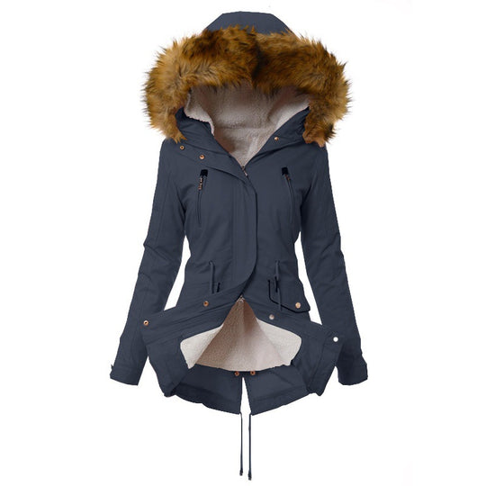 Damen Winterparka mit abnehmbaren Kunstfellkragen EB