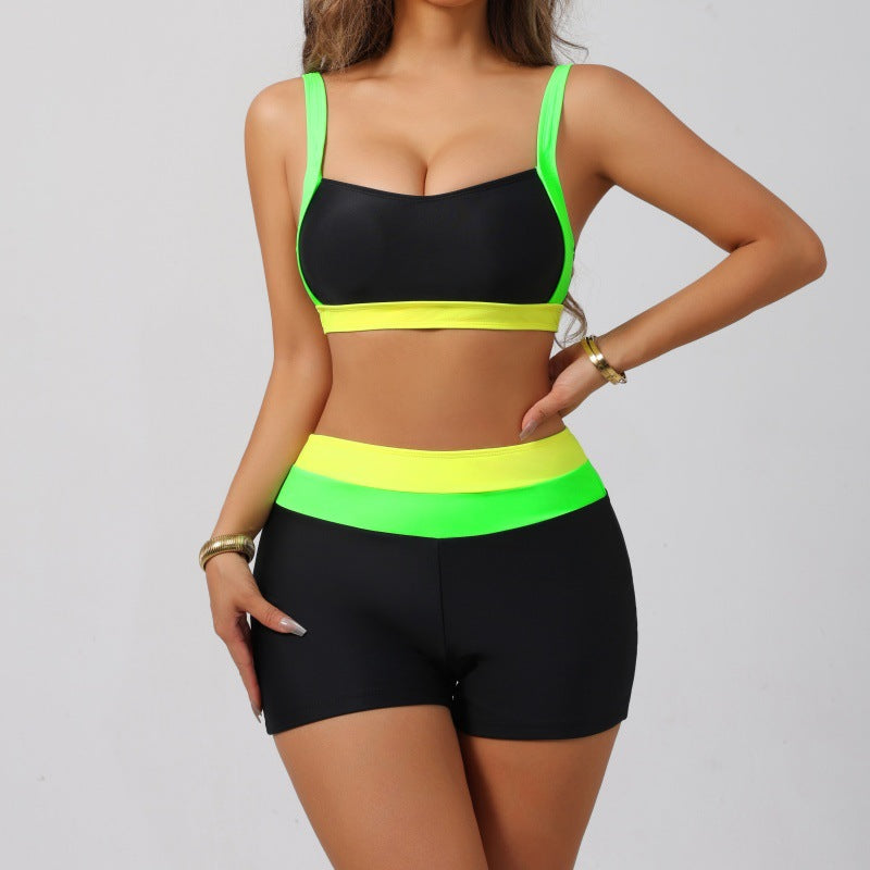 Damen Sportliches Bikini-Set mit hohem Taillenbund EB