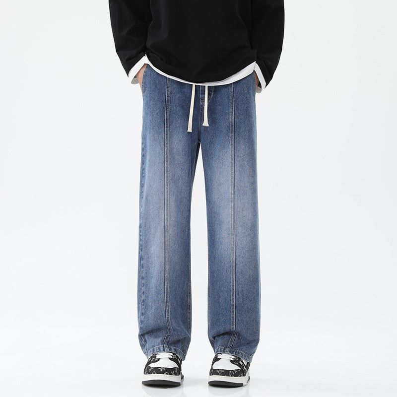 Damen weite Denim-Hose mit verstellbarem Bund und modernem Schnitt EB