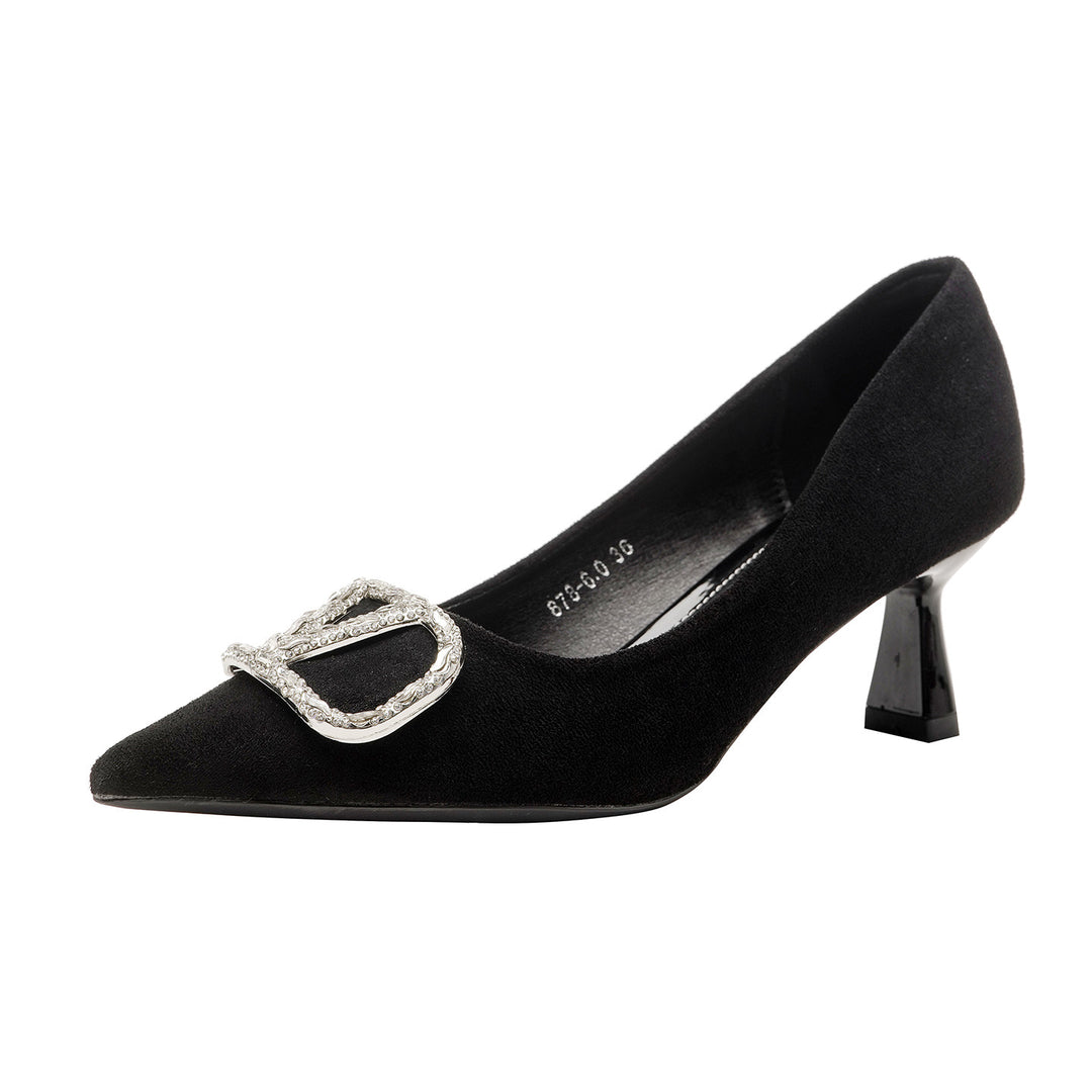 Damen elegante Pumps mit funkelndem Schmuckelement EB