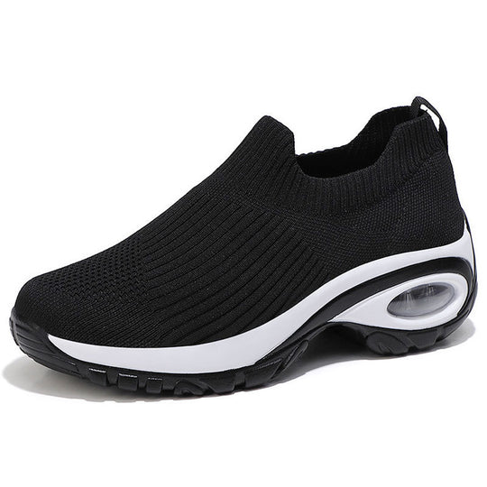 Damen Komfortable Slip-On Sneakers mit atmungsaktiver Strickoberfläche EB