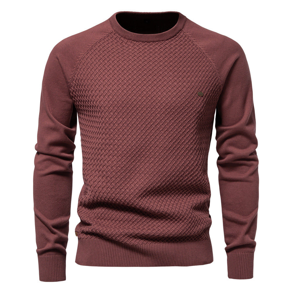 Herren Strickpullover mit modernem Strukturmuster und Rundhalsausschnitt EB