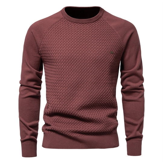 Herren Strickpullover mit modernem Strukturmuster und Rundhalsausschnitt EB