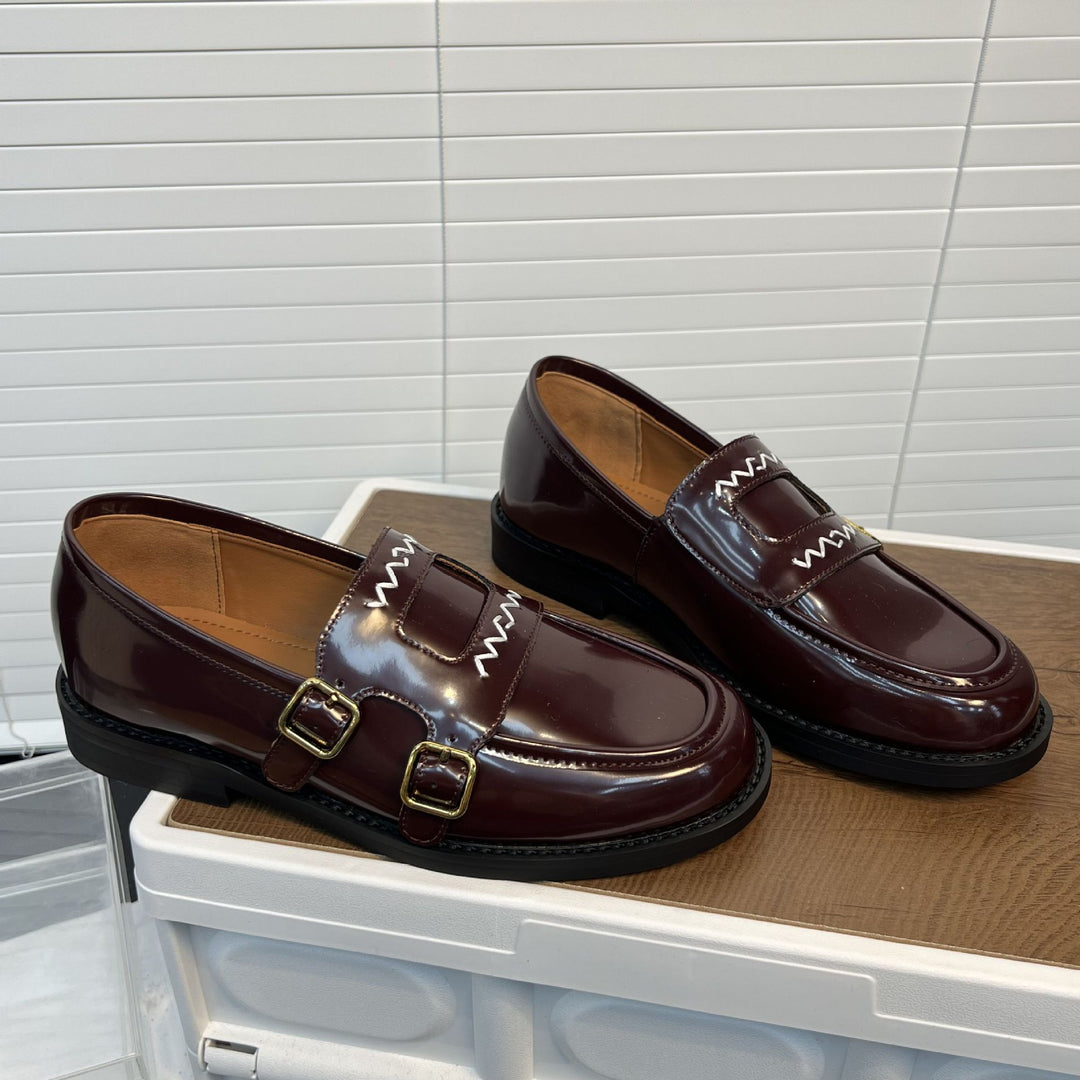 Damen Elegante Mokassins mit doppeltem Schnallenverschluss EB