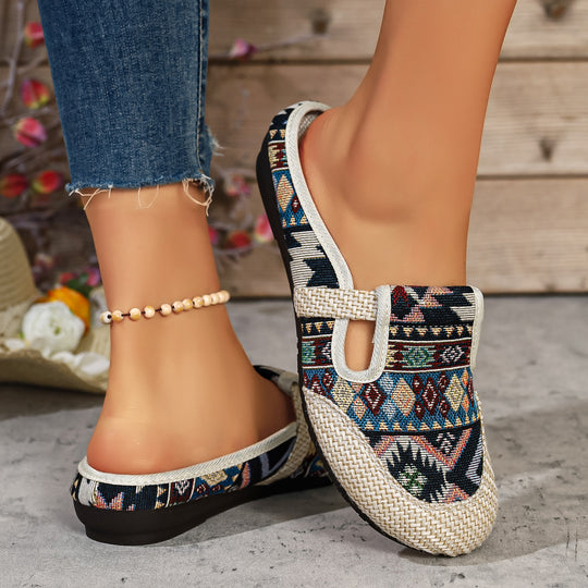 Damen komfortable und modische Clogs mit buntem Jacquard-Muster EB