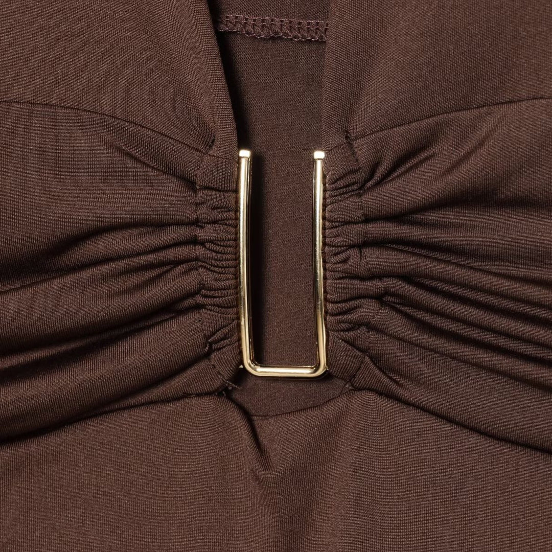 Damen Body mit elegantem V-Ausschnitt und dezenter Raffungsdetail EB
