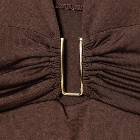 Damen Body mit elegantem V-Ausschnitt und dezenter Raffungsdetail EB