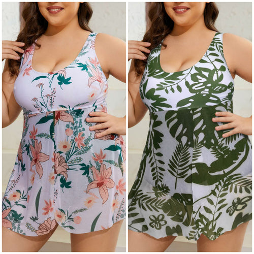 Damen Bademode mit floralem Überrock EB