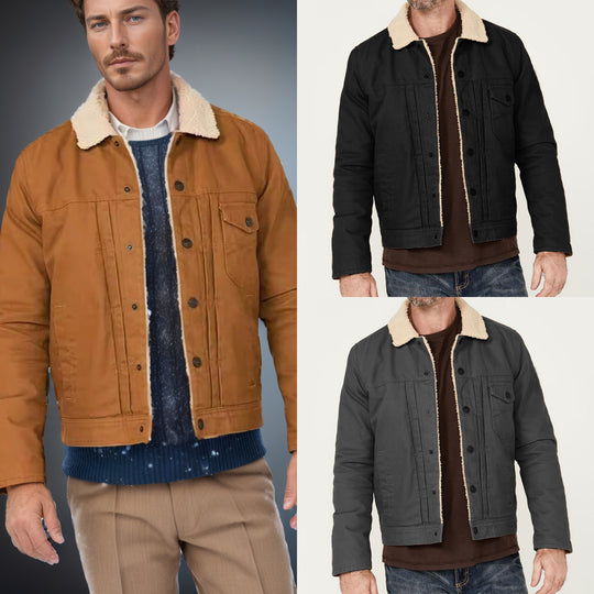 Herren warme und stilvolle Jacke mit Sherpa-Futter EB