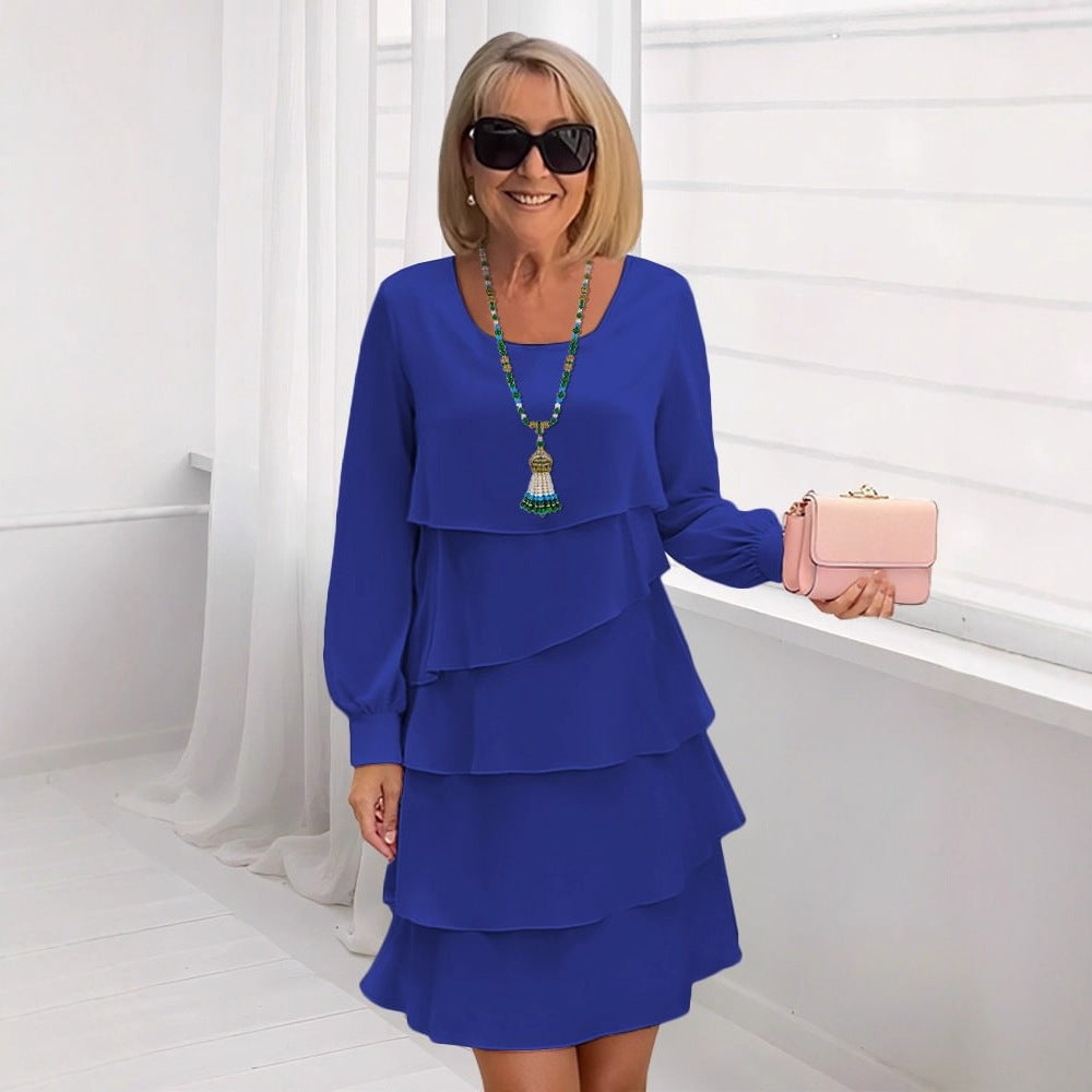 Damen Cerulean-Farbige Layered Kleider EB