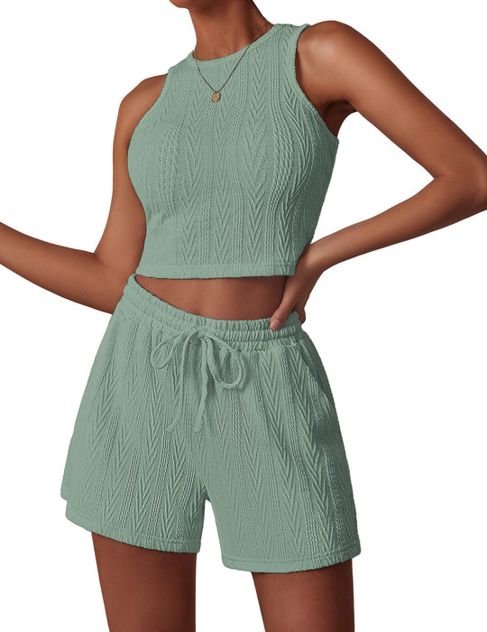 Damen stylisches Athletic-Set mit trendigem Rippenmuster EB