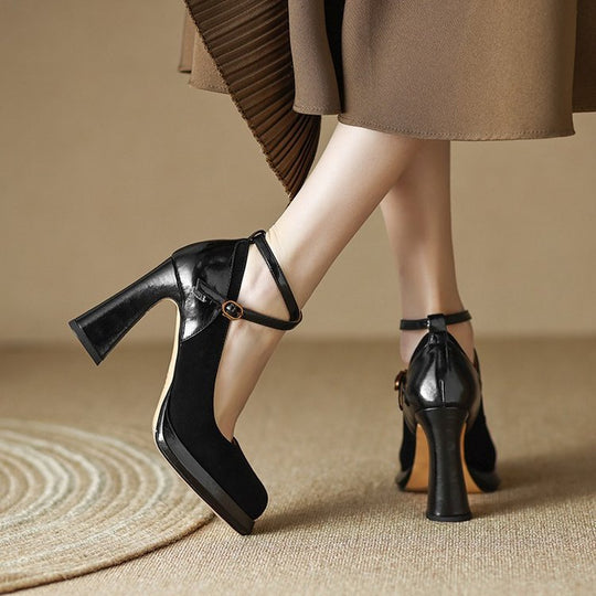 Damen elegante High-Heel-Pumps mit modischem Riemchen EB