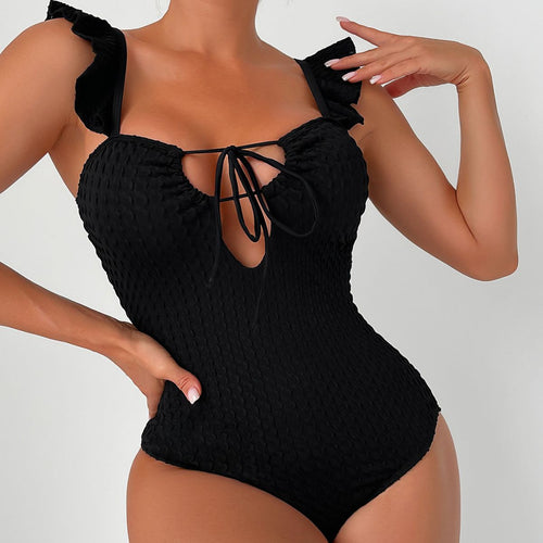 Damen luftiger Badeanzug mit raffinierten Rüschendetails EB