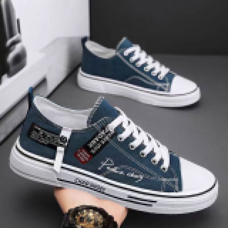 Damen lässige Sneakers aus hochwertigem Denim mit praktischem Reißverschluss EB