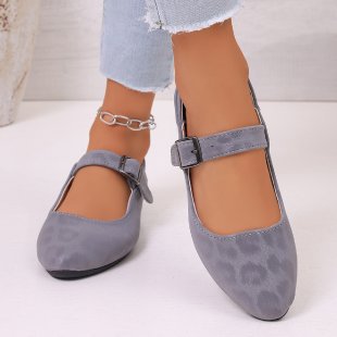 Damen nan elegante Mary-Jane-Ballerina mit verstellbarem Komfortriemen, gepolstertem Fußbett und dezenter Animal‑Prägung EB