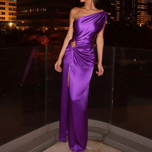 Damen glamouröses Abendkleid mit asymmetrischem Schnitt und schimmerndem Effekt EB