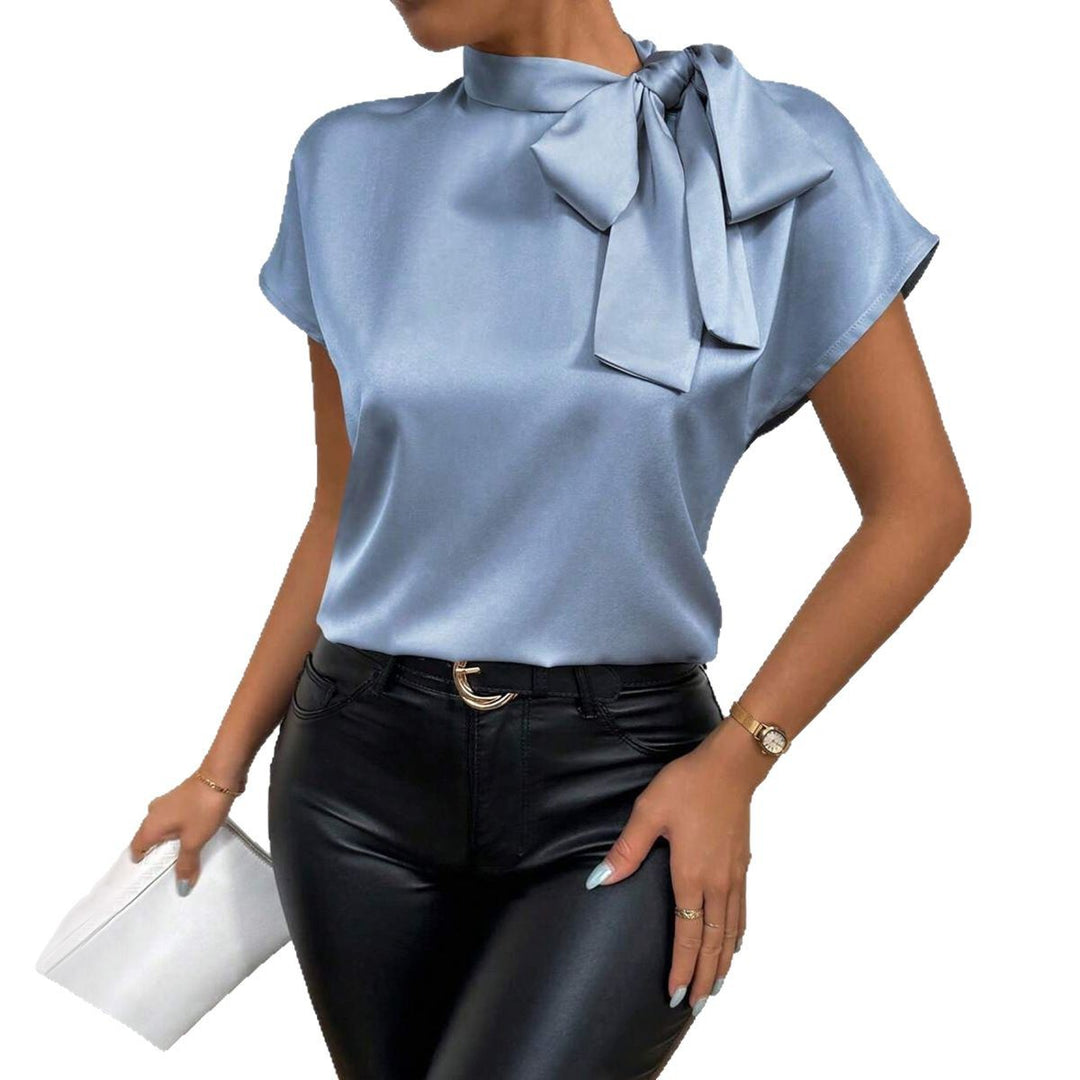 Damen Elegantes Satinoberteil mit Schleife EB