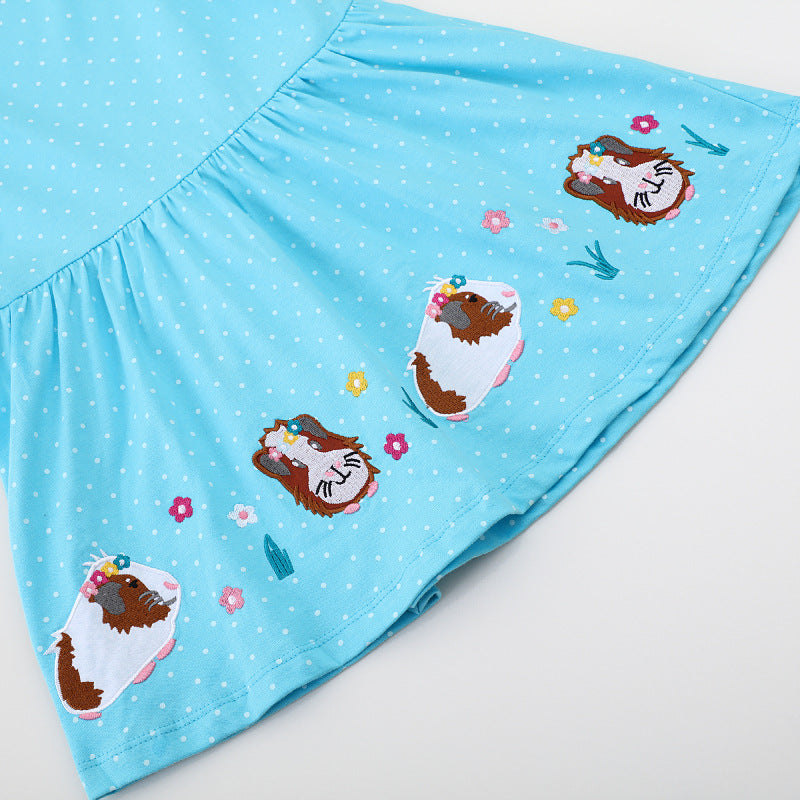 Mädchen Langarmkleid mit fröhlichem Meerschweinchen-Motiv EB
