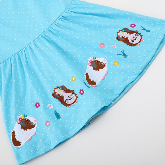 Mädchen Langarmkleid mit fröhlichem Meerschweinchen-Motiv EB