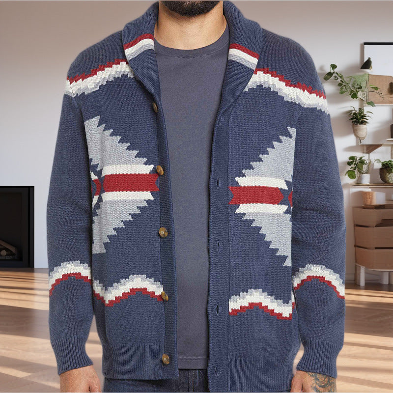 Herren Strickjacke im modernen Ethno-Design mit praktischen Knöpfen EB