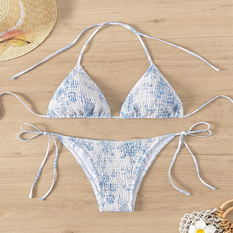 Damen Triangel-Bikini mit flexiblen Bändern und floralen Akzenten EB