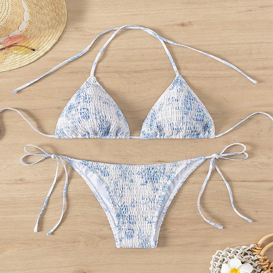 Damen Triangel-Bikini mit flexiblen Bändern und floralen Akzenten EB
