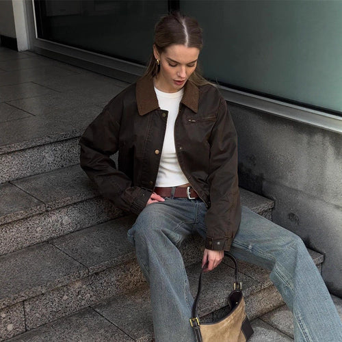 Damen Kunstlederjacke mit attraktivem Leopardenmuster und elastischem Bund EB