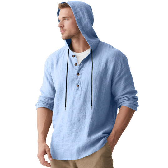 Herren Kapuzenshirt mit Knopfleiste und lässigem Schnitt EB