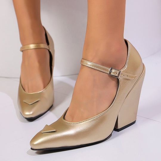 Damen elegante Slingback-Pumps mit modischem Blockabsatz EB