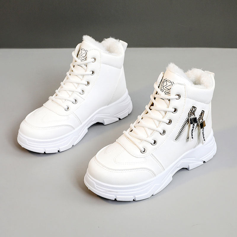 Damen High-Top Sneakers mit warmem Innenfutter und modischem Reißverschluss EB
