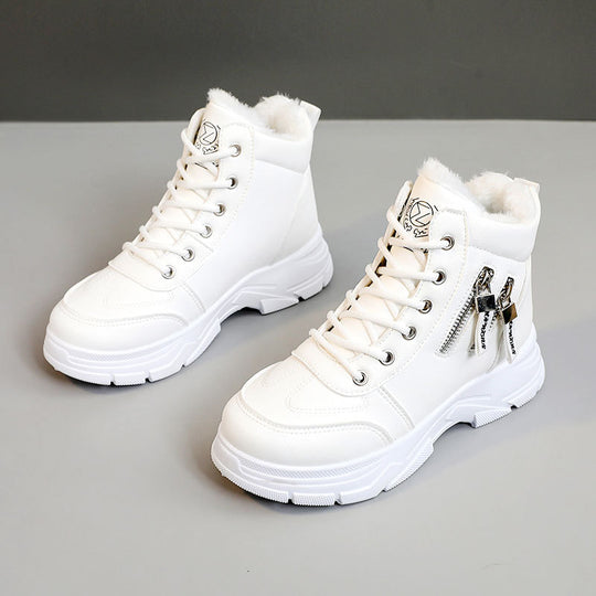 Damen High-Top Sneakers mit warmem Innenfutter und modischem Reißverschluss EB