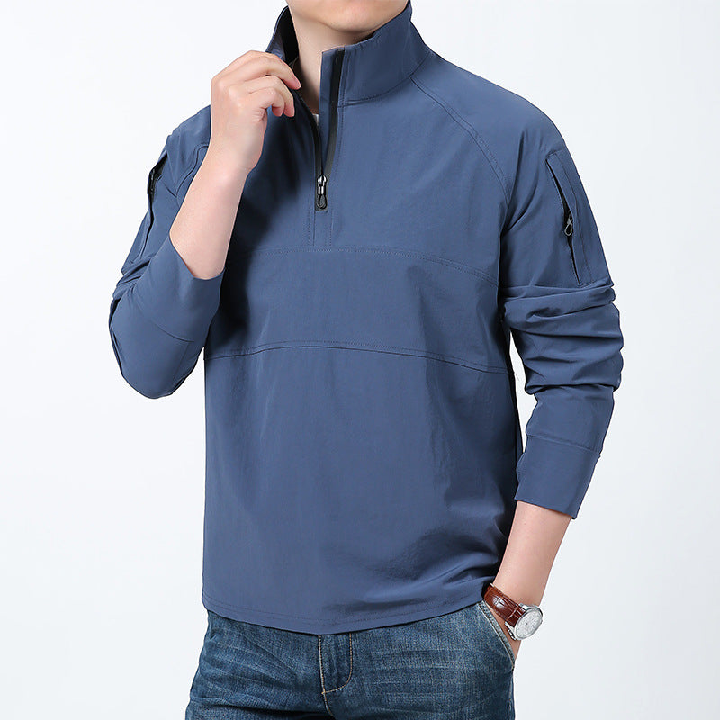 Herren nan Softshell-Pullover mit kurzem Reißverschluss, Ärmeltasche und Raglanärmeln EB