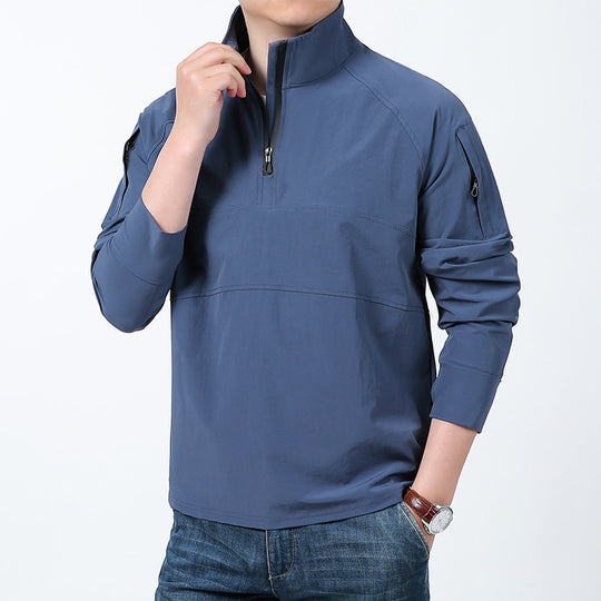 Herren  Softshell-Pullover mit kurzem Reißverschluss, Ärmeltasche und Raglanärmeln EB