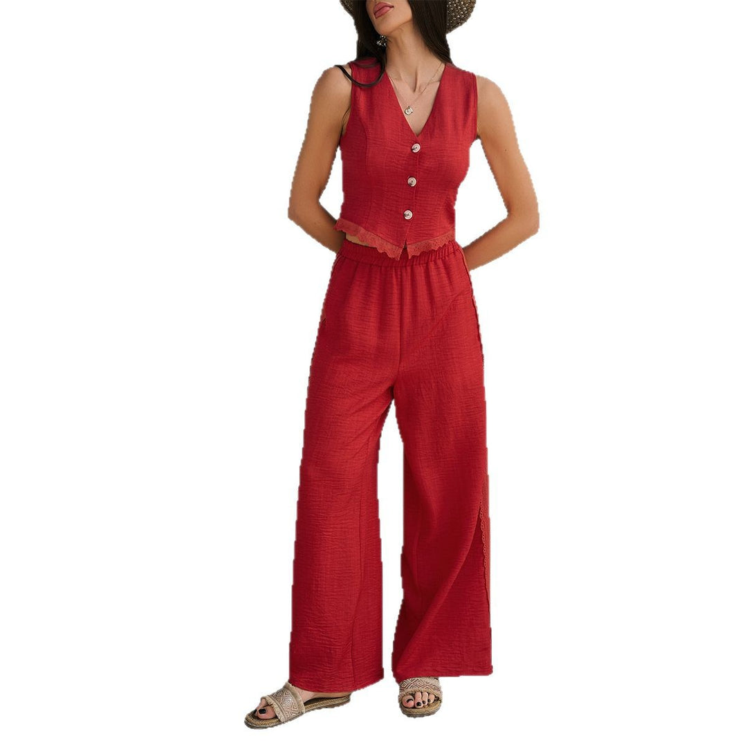 Damen Modisches Zweiteiliges Set mit geflochtenem Stoff EB