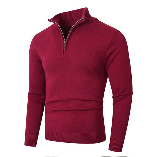 Herren Pullover mit modernem halben Reißverschluss und feiner Rippenstruktur EB