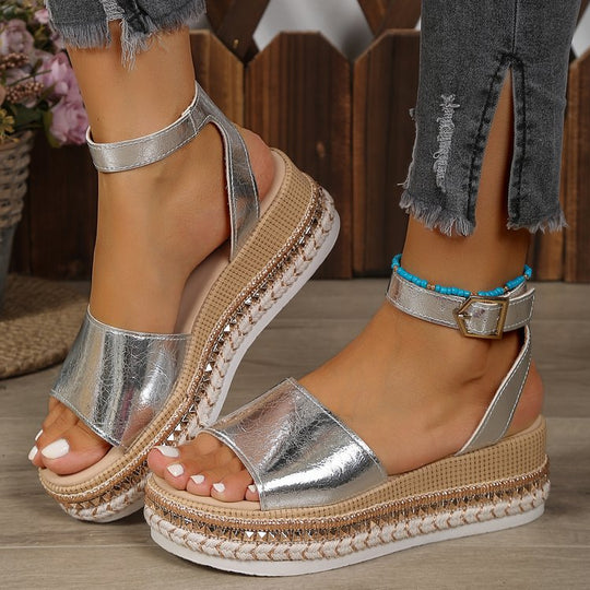 Damen Glitzernde Plateau-Sandalen EB
