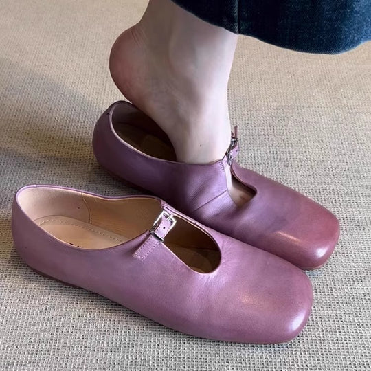 Damen elegante Mary Jane Schuhe mit modischem Riemen und weichem Leder EB
